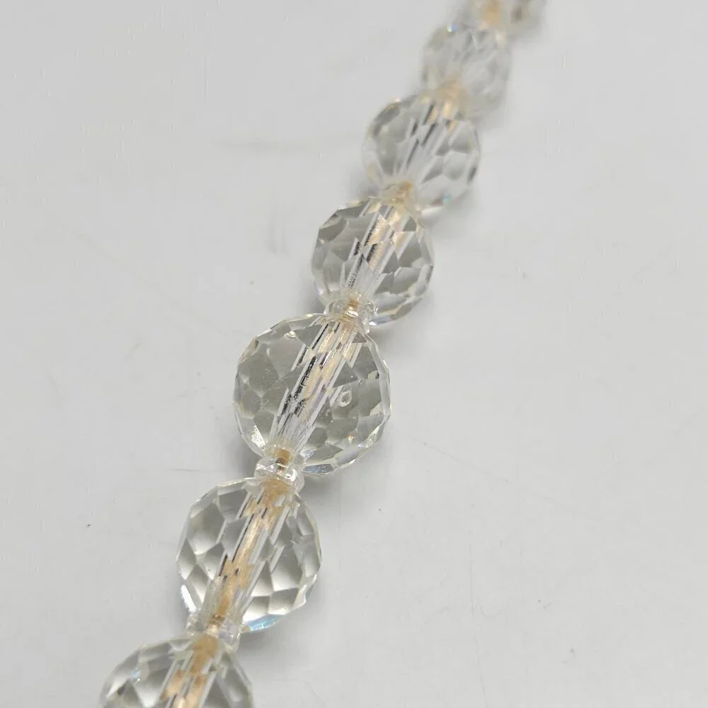 Vintage Faceted Clear Crystal Bead Necklace With Clasp 20 in READ ME